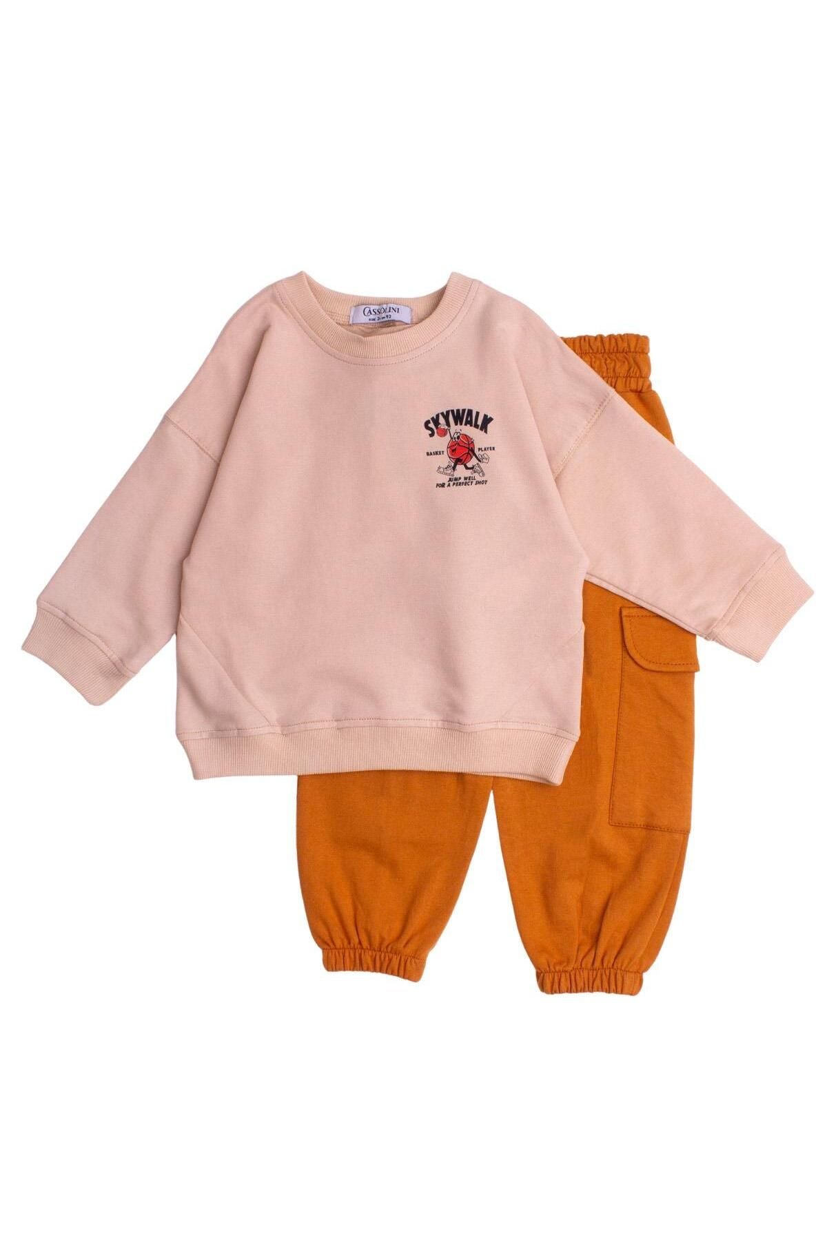 Skay Walk Baskılı Oversize Alt Üst Bebek Çocuk Eşorfman Takımı